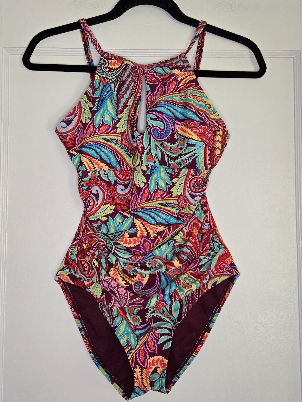 Ellen Tracy Multicolor Paisley One-Piece Swimsuit Women's 6